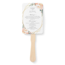 Chic Floral Blush Gold Mint Green Wedding Programm