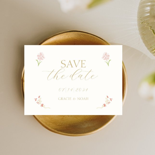 Chic Floral Blush & Ivory Calligraphy Wedding Save The Date (Von Creator hochgeladen)