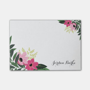 Chic Floral Border Monogram Post-it Klebezettel