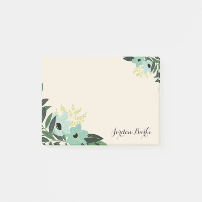 Chic Floral Border Monogram Post-it Klebezettel (Vorderseite)
