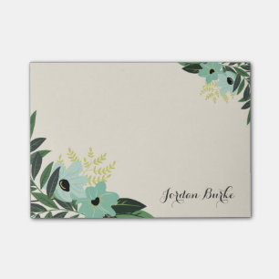 Chic Floral Border Monogram Post-it Klebezettel