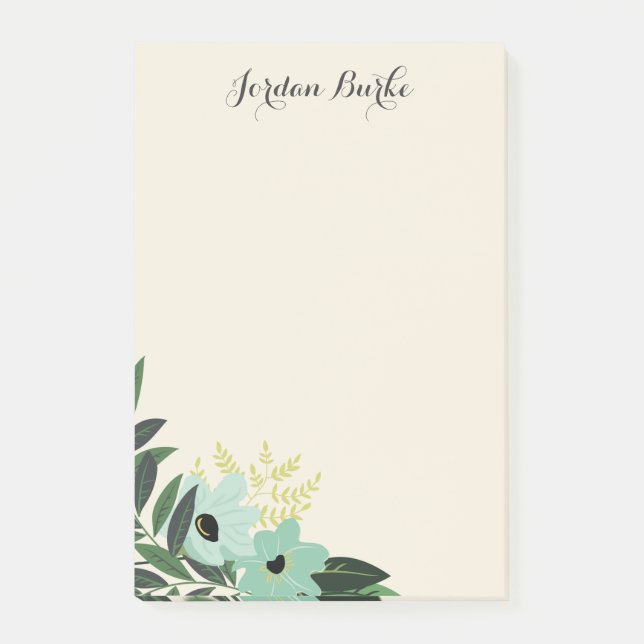 Chic Floral Border Monogram Post-it Klebezettel (Vorderseite)