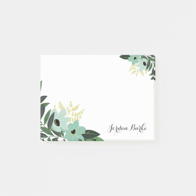 Chic Floral Border Monogram Post-it Klebezettel (Vorderseite)