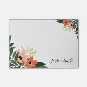 Chic Floral Border Monogram Post-it Klebezettel