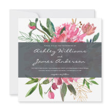 Chic Floral Botanical Wedding Einladung | Platz