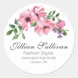 Chic Floral Boutique Business & Marketing Runder Aufkleber