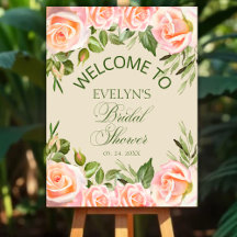 Chic Floral Brautparty Begrüßungszeichen