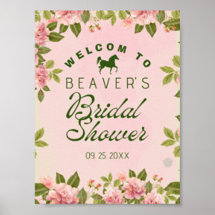 Chic Floral Brautparty Begrüßungszeichen Poster