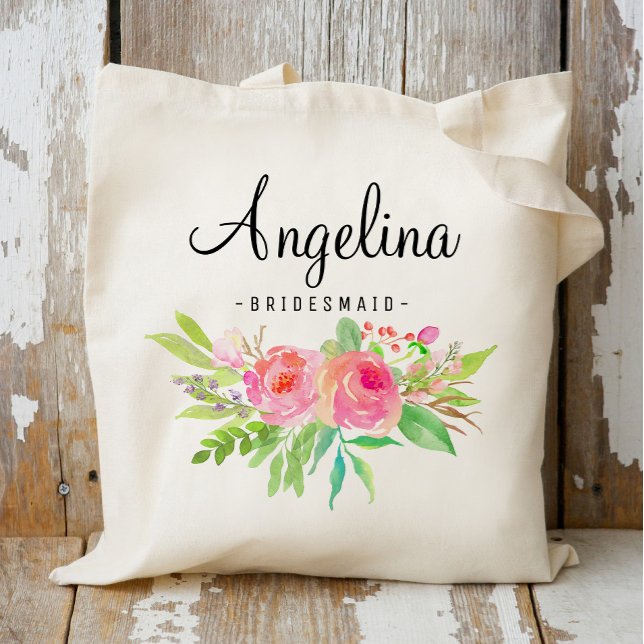 Chic Floral Bridesmaid Personalisiert-6 Tragetasche (Von Creator hochgeladen)