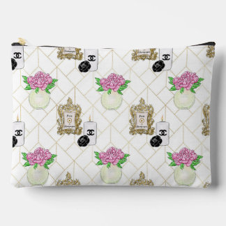 Chic Floral Champagner Illustrations Make-up-Täsch Zubehörtasche
