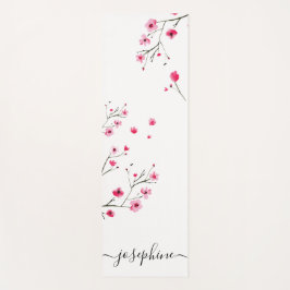Chic floral Cherry Blossom Name Skript Yogamatte
