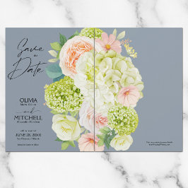 Chic Floral Dusty Blue Wedding Save The Date