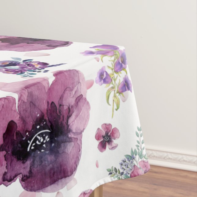 chic floral foliage purple blooming flowers tischdecke (Beispiel)