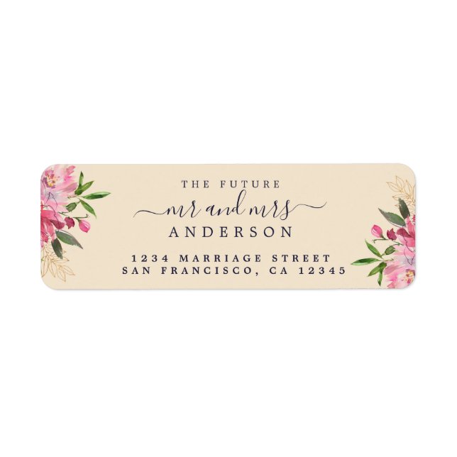 Chic Floral Future Mr. Wedding Rücksendeadresse (Vorne)