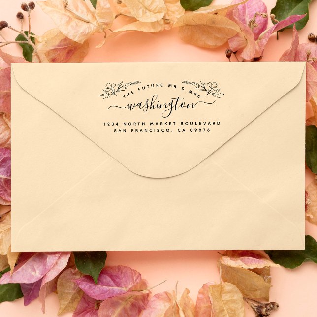 Chic Floral Future Mr. Wedding Rücksendeadresse Permastempel (Von Creator hochgeladen)
