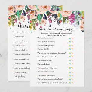 Chic Floral Garden Baby Showspiele x2 Einladung