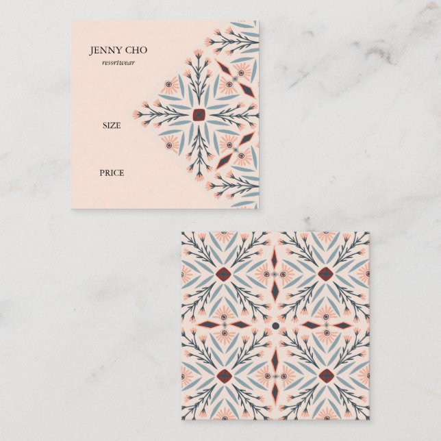 Chic Floral Geometric CUSTOM Preisgröße Hang Tag (Vorne/Hinten)