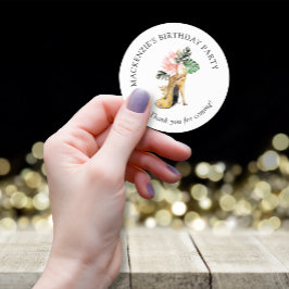 Chic Floral Gold High Heel Schuhe Geburtstag Viele Runder Aufkleber