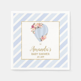 Chic Floral Hot Air Ballon Baby Boy Dusche Blau Serviette