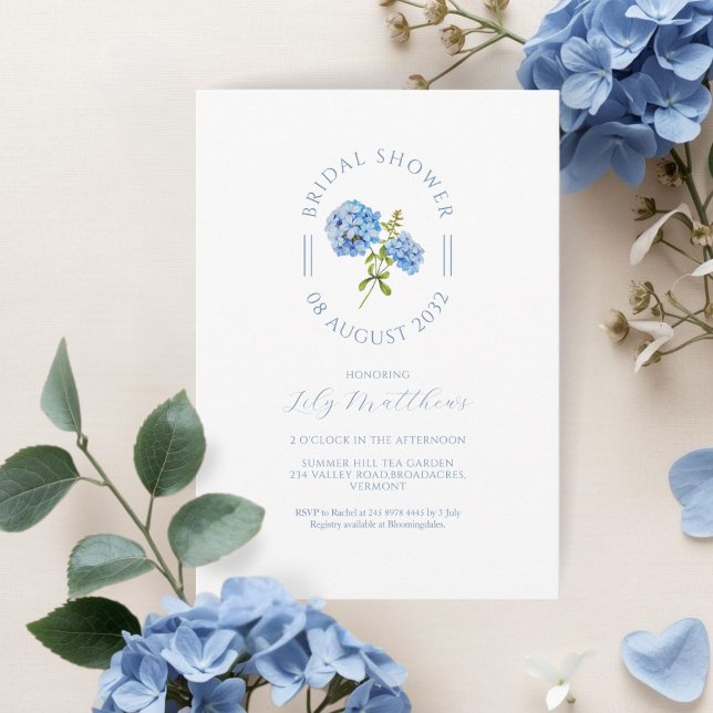 Chic Floral Hydrangea Bridal Shower Invitation (Von Creator hochgeladen)