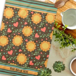 Chic Floral Individuelle Name oder Zitat Spaß Hübs Geschirrtuch