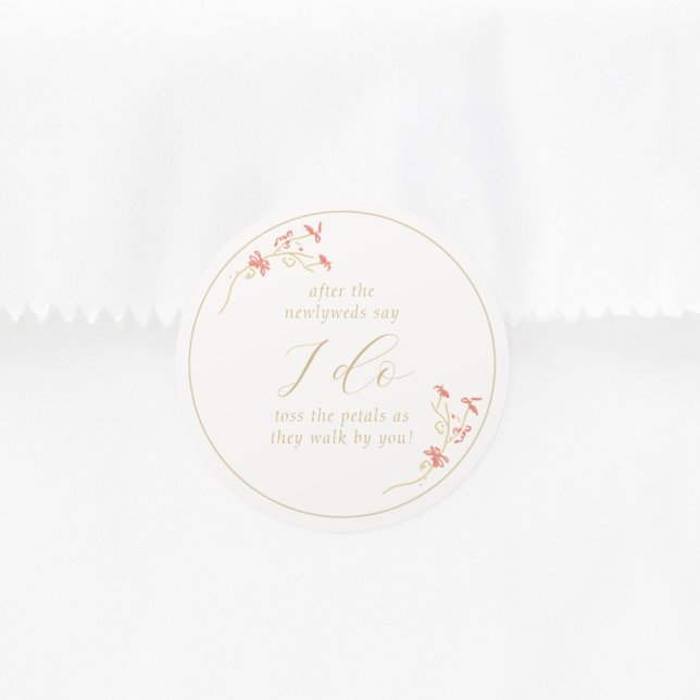 Chic Floral & Ivory Wedding Runder Aufkleber (Von Creator hochgeladen)