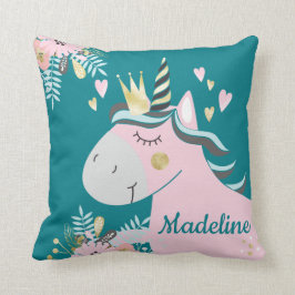Chic Floral Magical Unicorn Girls Personalisiert Kissen