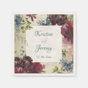 Chic Floral Marsala Rose Watercolor Serviette
