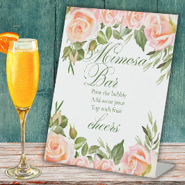 Chic Floral Mimosa Bar Tafelzeichen Sockelschild