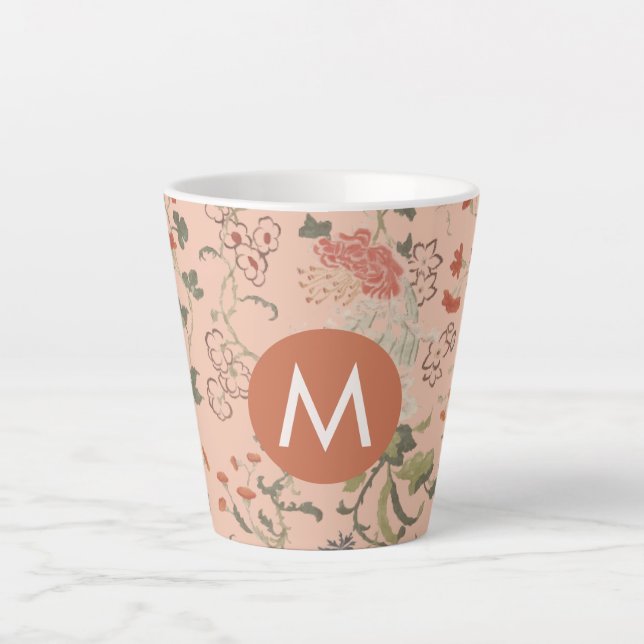 Chic Floral Monogram Milchtasse (Vorderseite)