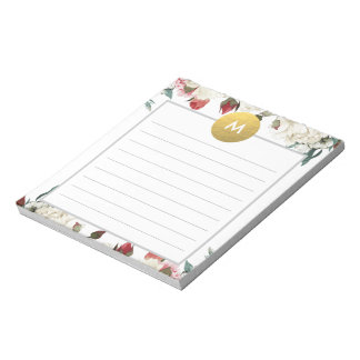 Chic Floral Monogram Post It NotePad Notizblock