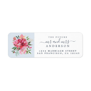 Chic Floral Mr Mrs Monogram Wedding Rücksendeadres