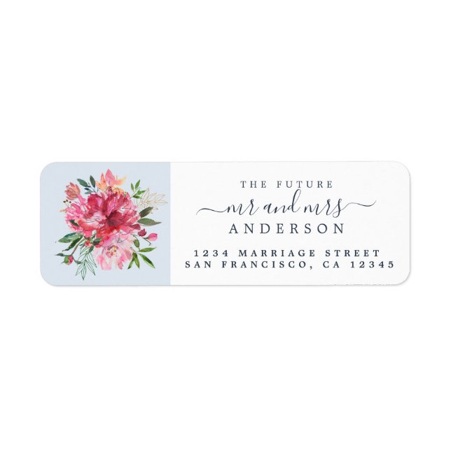 Chic Floral Mr Mrs Monogram Wedding Rücksendeadres (Vorne)