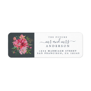 Chic Floral Mr Mrs Monogram Wedding Rücksendeadres