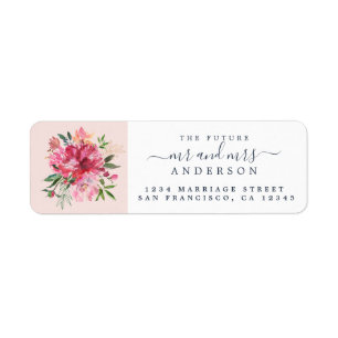Chic Floral Mr Mrs Monogram Wedding Rücksendeadres