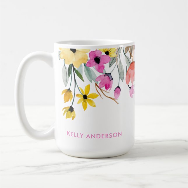 Chic Floral Muster Botanical Trendy Kaffeetasse (Links)