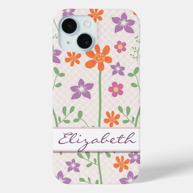 Chic Floral Muster Design Monogram Case-Mate iPhone Hülle (Rückseite)