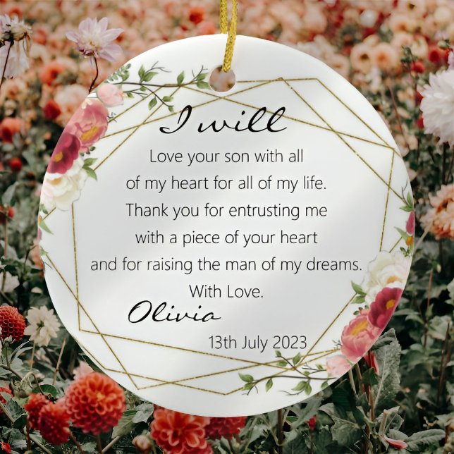 Chic floral Mutter von Groom Bride Geschenk Keepak Keramik Ornament (Von Creator hochgeladen)