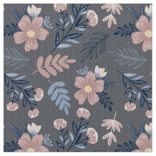 Chic Floral on Gray Fabric by Yard Fat Quarter Stoff