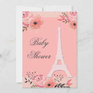Chic Floral Paris Eiffel Tower Baby Dusche Einladung