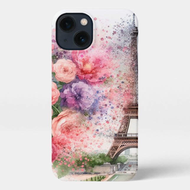 Chic floral Paris, Eiffelturm iPhone Case Hülle (Rückseite)