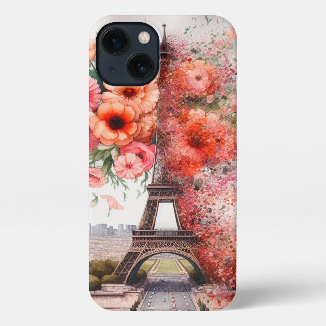 Chic floral Paris, Eiffelturm iPhone Case Hülle (Rückseite)