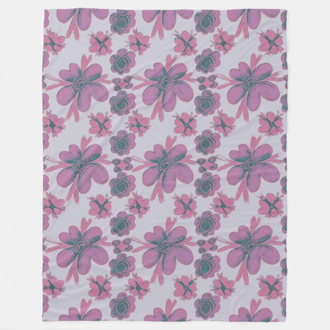 Chic Floral Pattern Fleecedecke (Vorderseite)