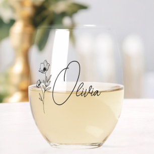 Chic Floral Personalisiert Bridesmaid Vorschlag Weinglas Ohne Stiel