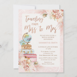 Chic Floral Reise Miss zu Mrs. Brautparty Einladung