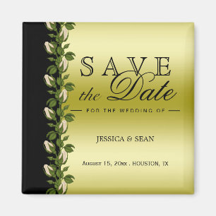 Chic Floral Romantic Gold & Black Magnet