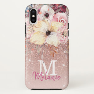 Chic Floral Rose Gold Glitzer iPhone X Fall Case-Mate iPhone Hülle