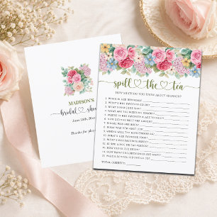Chic Floral Spill the Tea Brautparty-Spiel