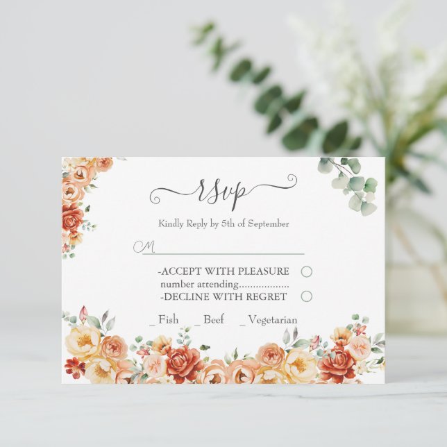 Chic Floral UAWG Wedding Response Card RSVP Karte (Stehend Vorderseite)