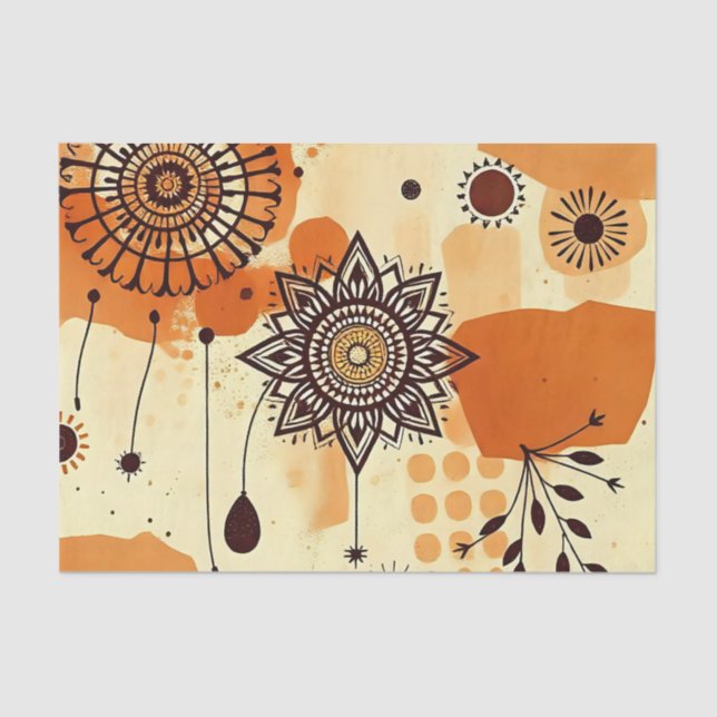 Chic floral Warm Mandala Rustikaler Herbst Seidenpapier (Vorderseite)